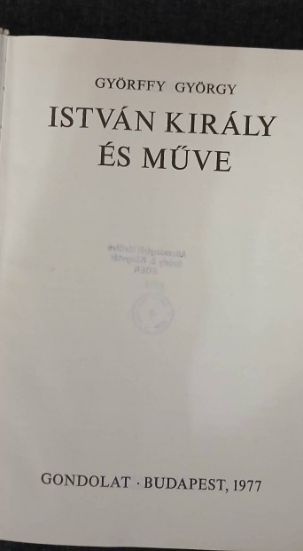 Istvn kirly s mve 1977, rgi knyv