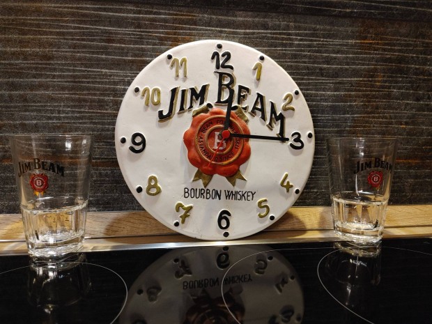 JIM Beam Bourbon Whiskey falira 25cm +2 db Jim Beam vegpohr