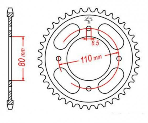 JT SPROCKETS Acél Standard Hátsó Lánckerék 1219 - 428