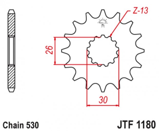 JT SPROCKETS Acél zajmentes első lánckerék 1180 - 530