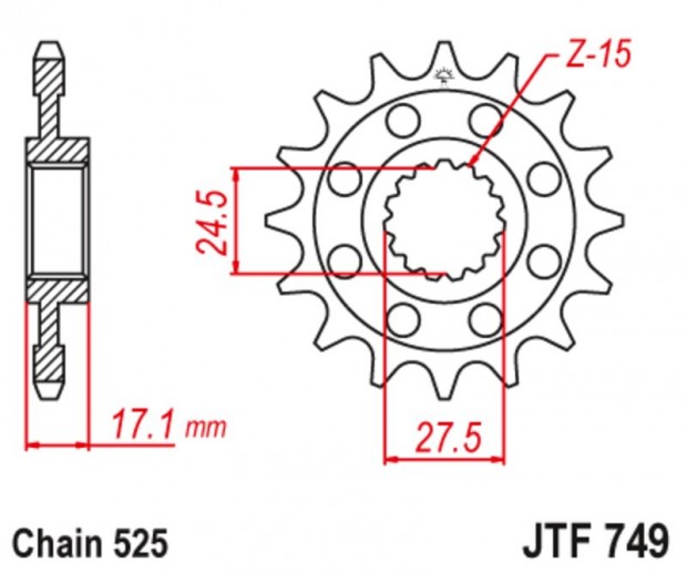 JT SPROCKETS Acl zajmentes els lnckerk 749 - 525