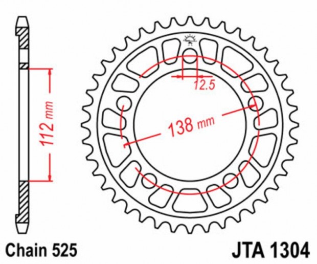 JT SPROCKETS Alumnium Ultra-Knny Hts Lnckerk 1304 - 525