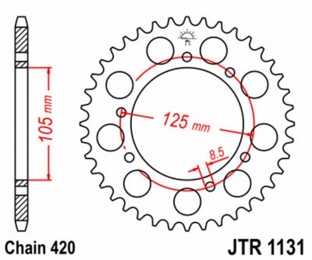 JT SPROCKETS acél standard hátsó lánckerék 1131 - 420