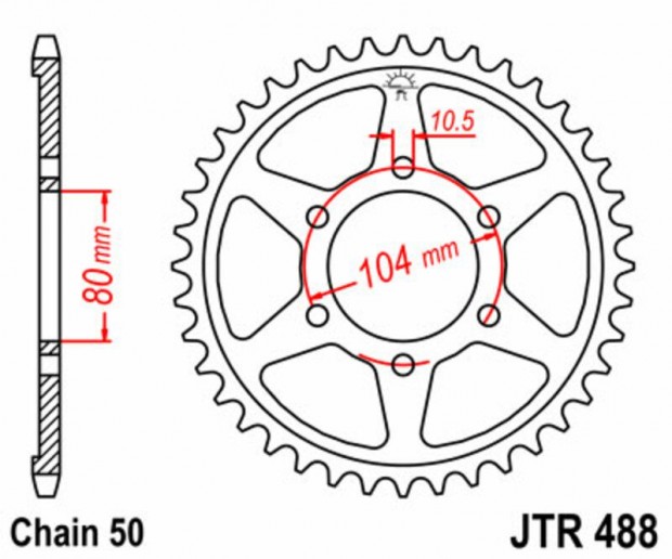 JT SPROCKETS acél standard hátsó lánckerék 488 - 530