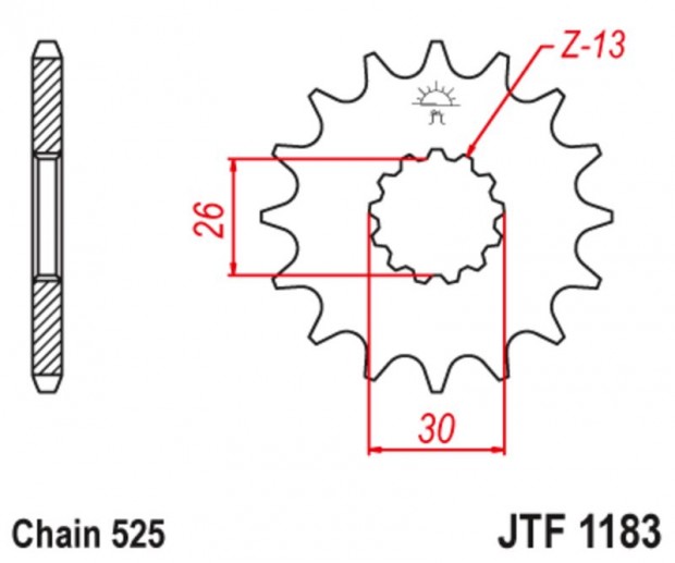 JT SPROCKETS acél zajmentes első lánckerék 1183 - 525