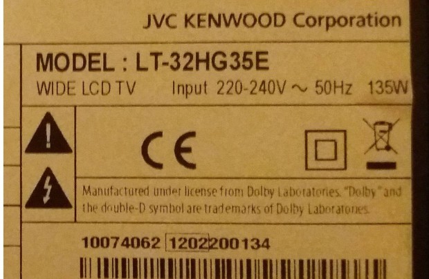 JVC LT-32HG35E LED LCD tv httr vilgts alkatrsznek LC320EUN LG