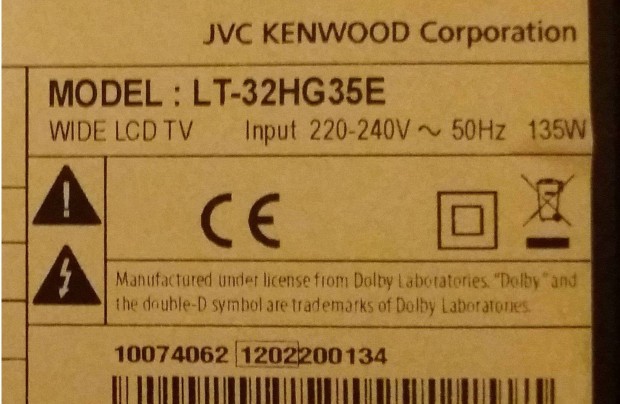 JVC LT-32HG35E LED LCD tv httr vilgts alkatrsznek LC320EUN LG