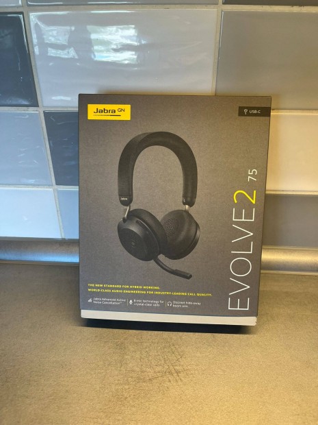 Jabra Evolve 2 75 Aktívzajszűrős vezetéknélküli fejhallgató, Új!