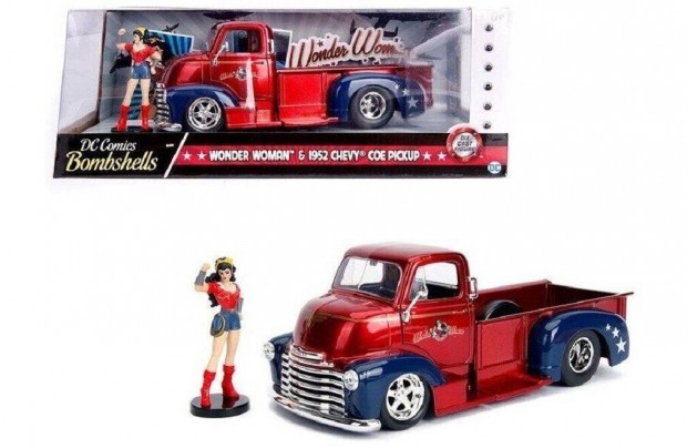 Jada Wonder Woman figura & 1952 Chevy COE Pickup 1:24 Aut modell