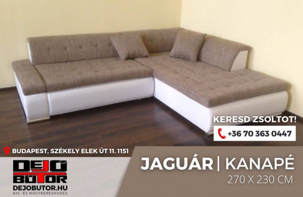 Jagur kanap lgarnitra szivacsos btor 270x230 cm drapp sarok