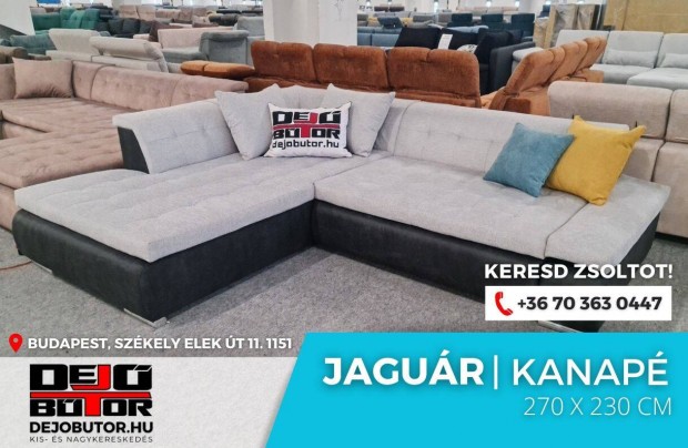 Jagur sarok kanap lgarnitra szivacsos 270x230 cm fekete - gray