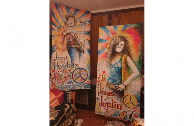 Janis Joplin, Jimi Hendrix festny, festmnyek - 2 db dekorci