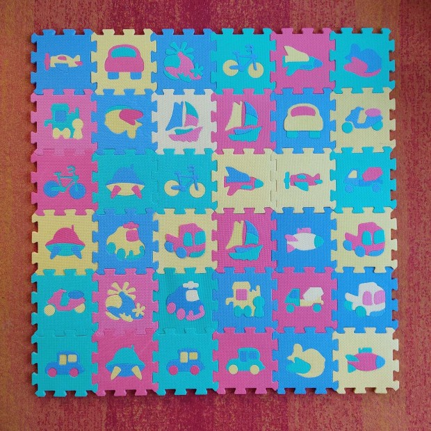 Jármű habtapi szőnyeg puzzle kirakós játszószőnyeg 92 x 92 cm