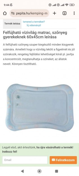 Játszószőnyeg babáknak vízzel tölthető