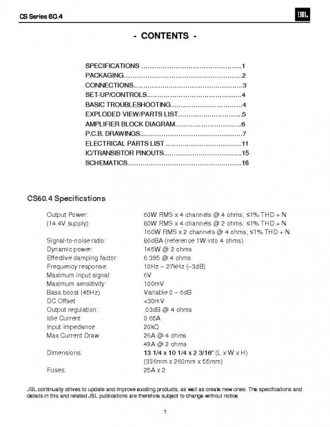 Jbl cs60.4 4ch auterst