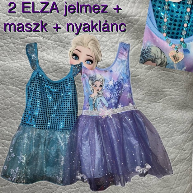 Jgvarzs Elza jelmezek + maszk; Farsangi Elsa jelmez 5-6 v (110/116)