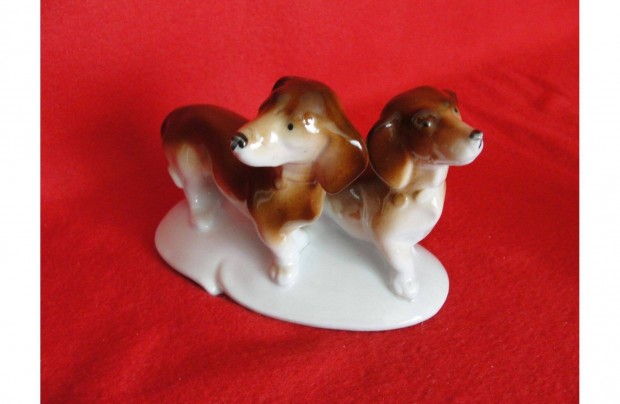 Jelzett német porcelán tacskópár tacskó kutya hibátlan_