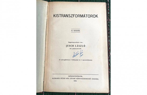 Jesch Lszl: Kistranszformtorok antikvr knyv, 1924