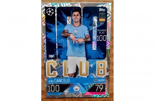 Joao Cancelo Manchester City 100 Club focis kártya Match Attax 2023