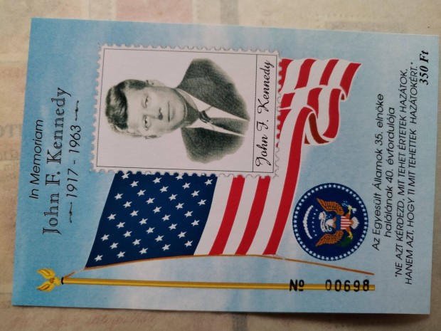 John F. Kennedy in memorian 1917-1963 emlékív