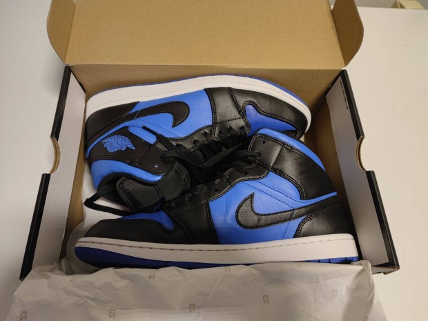 Jordan 1 Mid Black/Royal Blue 45