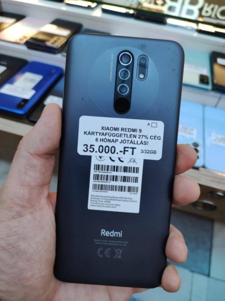 Jotllssal Redmi 9 4G Fekete 32GB Fggetlen