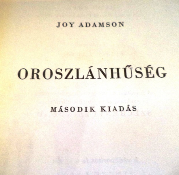 Joy Adamson: Oroszlnhsg