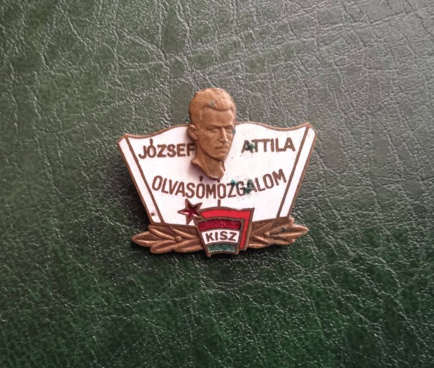 Jzsef Attila Olvasmozgalom zomncozott bronz kitz, jelvny 1959