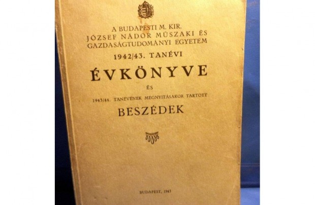 Jzsef Ndor Mszaki Egyetem vknyve 1942/43