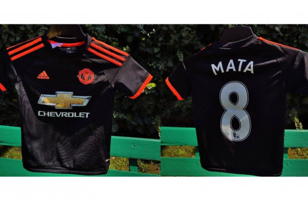 Juan Mata - Manchester United eredeti adidas fekete gyerek mez (140)