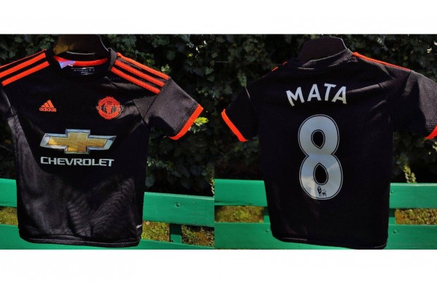 Juan Mata - Manchester United eredeti adidas fekete gyerek mez (140)