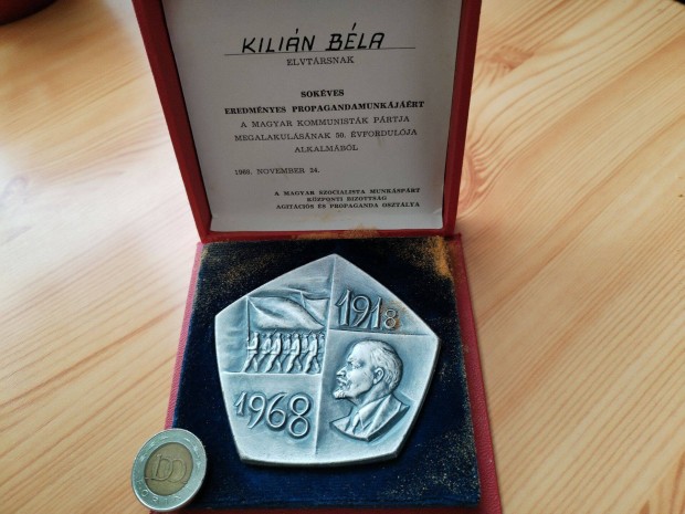 Jubileumi 1918-1968 ezstzt kitntet plaket adomnyozval