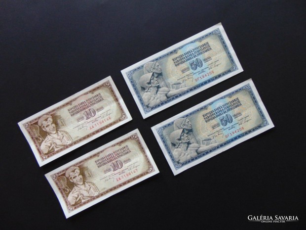 Jugoszlvia 2 x 2 darab dinr bankjegy Sorszmkvet !