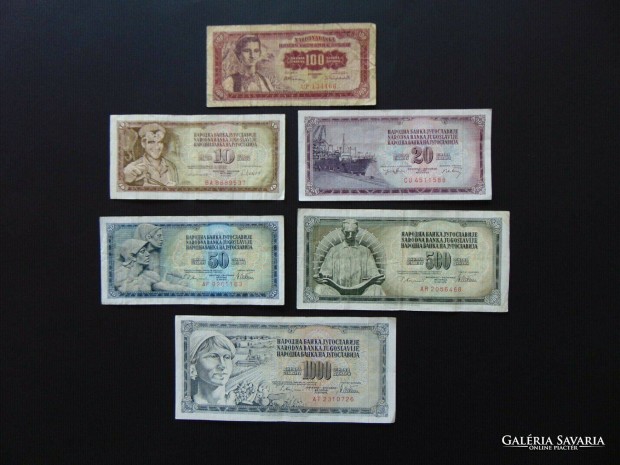 Jugoszlvia 6 darab dinr bankjegy LOT !