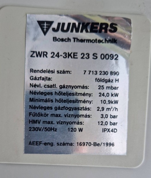 Junkers Bosch Zwr 24-3KE kazn cirk