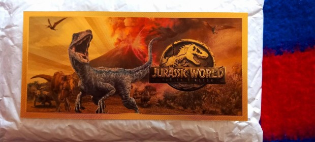 Jurassic World - aranyozott, plasztik lap 
