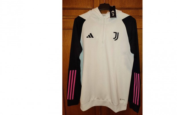 Juventus fehér fekete eredeti adidas kapucnis cipzáras nyakú felső M