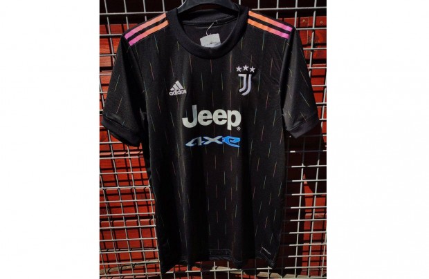 Juventus fekete eredeti adidas 2021-22 idegenbeli mez (L)