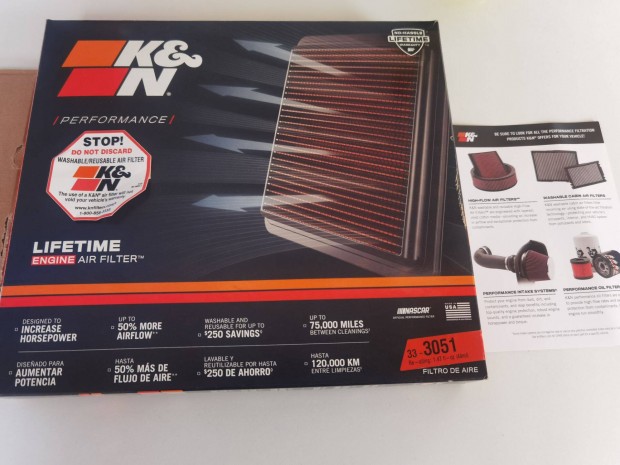 K&N BMW sportlégszűrő betétszűrő F20 F30 F80 G22 stb