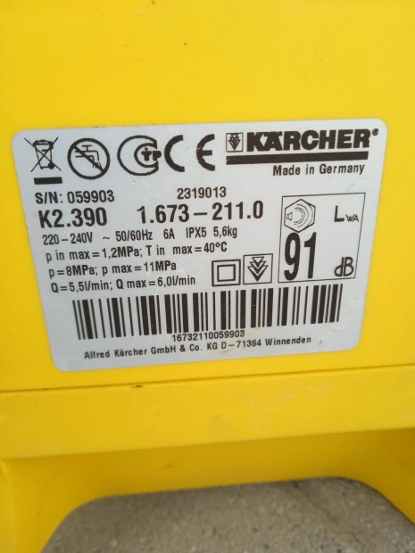 Kärcher K2 magasnyomású mosó eladó