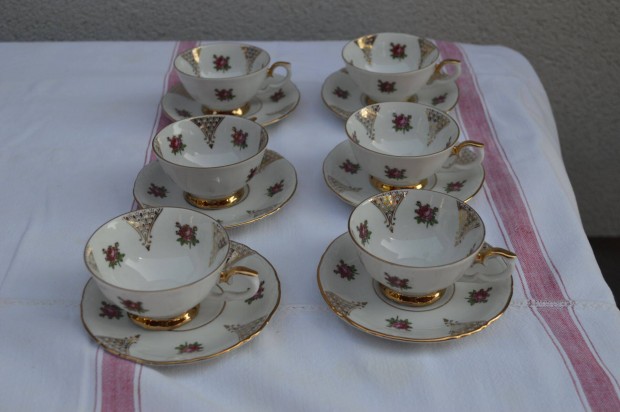 Kahla porcelán kávés készlet német jelzett porcelán
