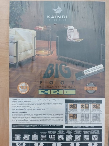 Kaindl Bigfoot big foot laminált padló natúr fa színű bontatlan