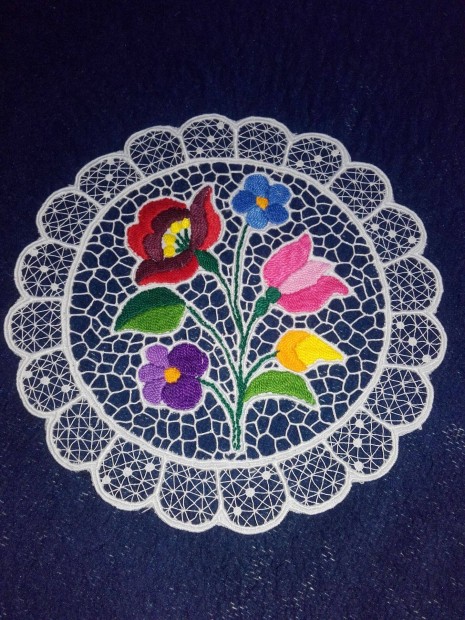 Kalocsai kézzel hímzett riseliő terítő Új! 20x20 cm