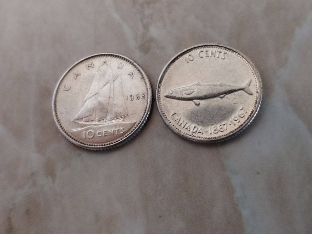 Kanadai ezst 10 centes 2 fle rgi darabok