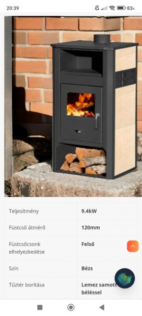 Kandalló cserép berakással