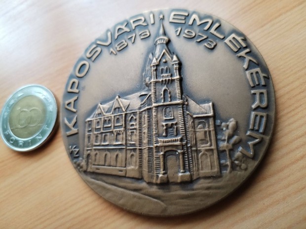 Kaposvri 1873-1973 Jubileumi bronz plaket jelzet db