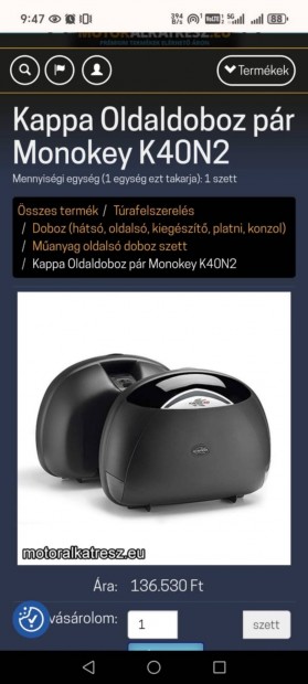 Kappa Monokey motoros tra doboz, oldaldoboz, topcase