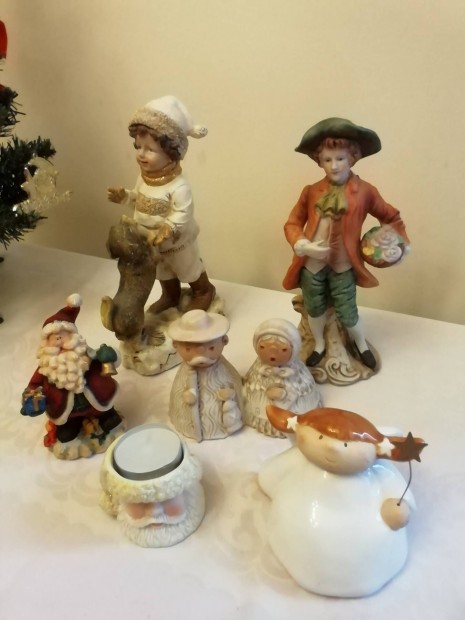 Karcsonyi aranyos porceln, kermia figura, dekorci 