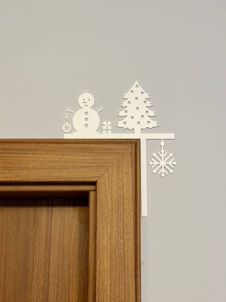 Karácsonyi dekoráció - Ajtó keret - Hóember, Karácsonyfa, Hópehely