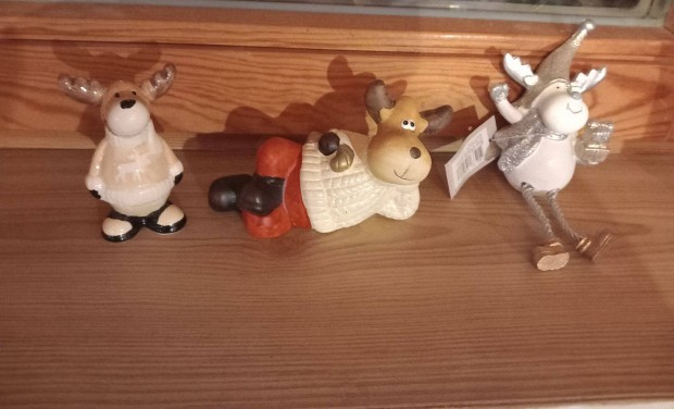Karácsonyi vicces Szarvas kerámia figurák 15 cm - Új